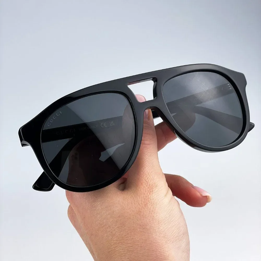 Gucci GG1320S 004 Sunglasses Black Grey Pilot Unisex